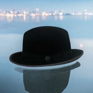 Goorin Bros. Black Wool Fedora Hat Gray Trim Size Small USA WPL 5923 Vintage